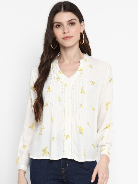 

TRENDY DIVVA Women Off-White Printed Top