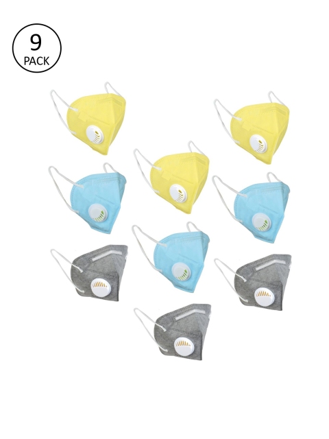 

OOMPH Unisex Pack Of 9 5-Ply Anti-Pollution Reusable KN95 Mask, Blue