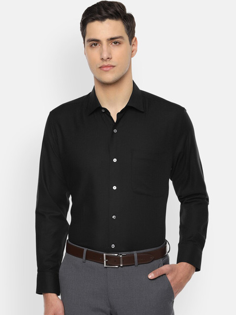

Luxure by Louis Philippe Men Black Regular Fit Self Design Party Shirt