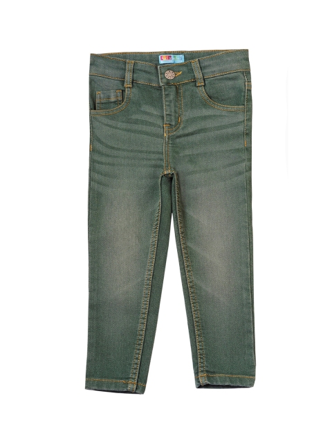 Kid Studio Boys Green & Grey Tapered Fit Mid-Rise Clean Look Jeans