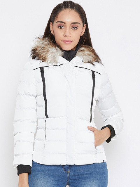 

Crimsoune Club Women White Solid Lightweight Padded Jacket