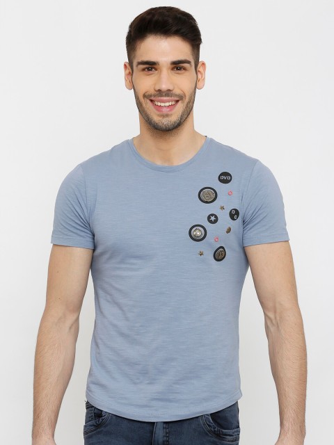 

Rex Straut Jeans Men Blue Solid Round Neck T-shirt