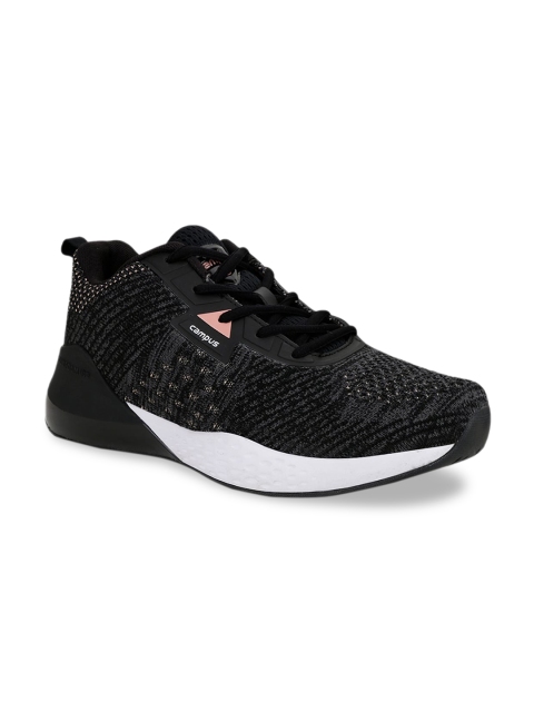 

Campus Men Black Woven Design Mid-Top Running Shoes