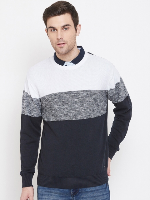 

Crimsoune Club Men Black & Grey Colourblocked Pullover Sweater