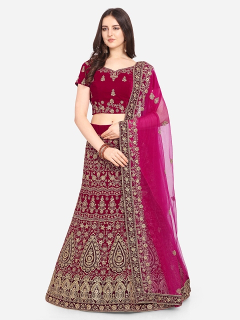 

VRSALES Women Pink Embellished Semi-Stitched Lehenga & Blouse with Dupatta