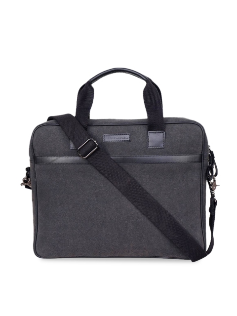 

Justanned Men Grey Solid 14 Inch Leather Laptop Bag