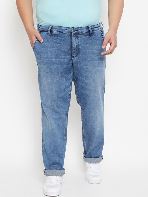

Instafab Plus Size Men Blue Regular Fit Mid-Rise Clean Look Jeans