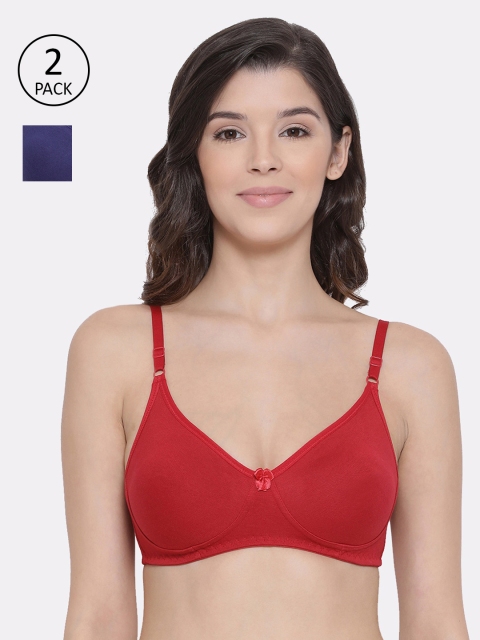 

Lux Lyra Pack of 2 Solid Non-Wired Non Padded Everyday Bras 511_RL_RB_2PC, Red