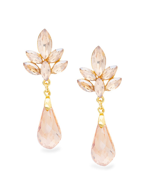 

Globus Gold & Champagne Teardrop Shaped Drop Earrings