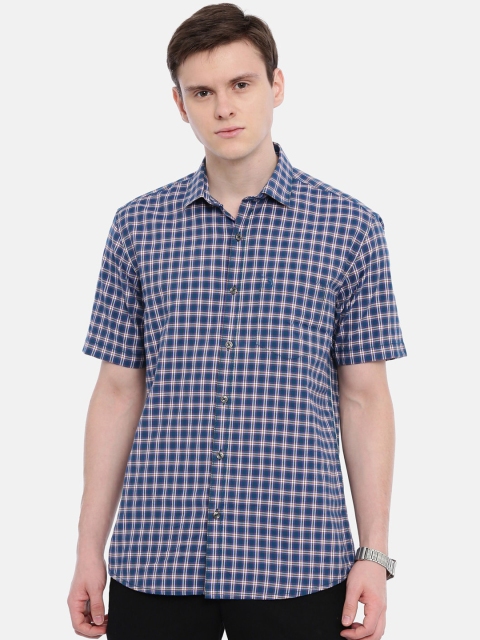 

Classic Polo Men Blue & Brown Slim Fit Checked Casual Shirt