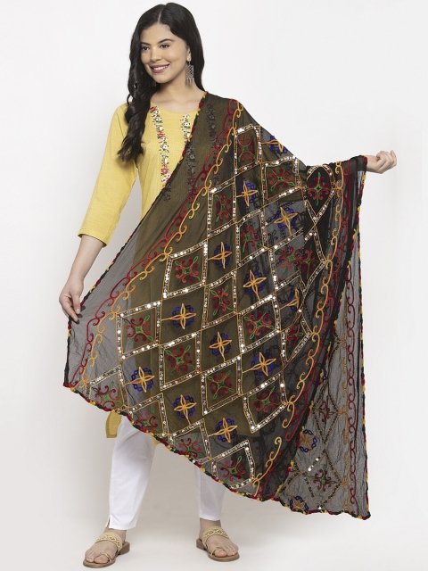 

Clora Creation Charcoal Grey Embroidered Dupatta