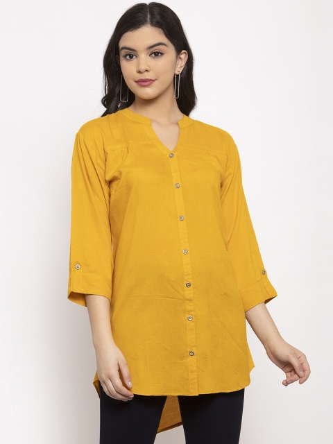 

Baani Creations Women Mustard Yellow Regular Fit Solid Casual Shirt
