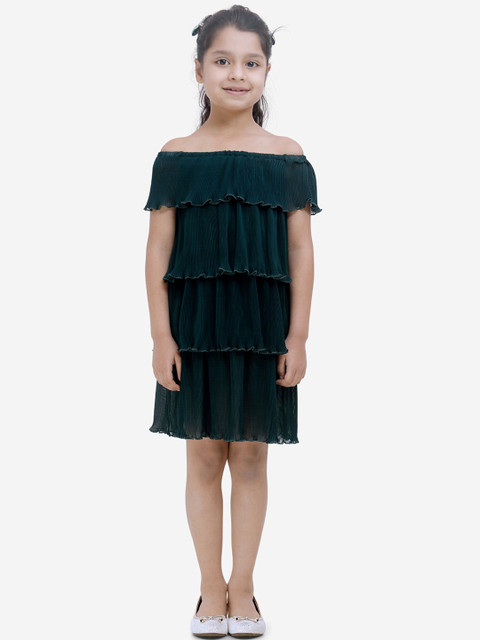 

Fairies Forever Girls Green Solid A-Line Dress
