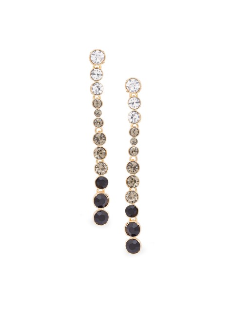 

Globus Gold-Toned & Black Contemporary Gold-Pleated Drop Earrings