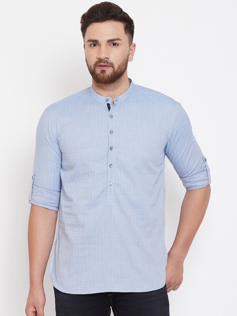 

even Men Blue Solid Straight Kurta