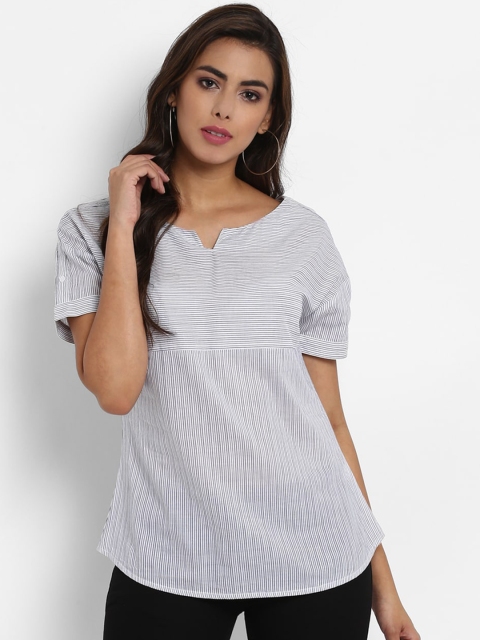 

Aditi Wasan Women White Striped A-Line Top