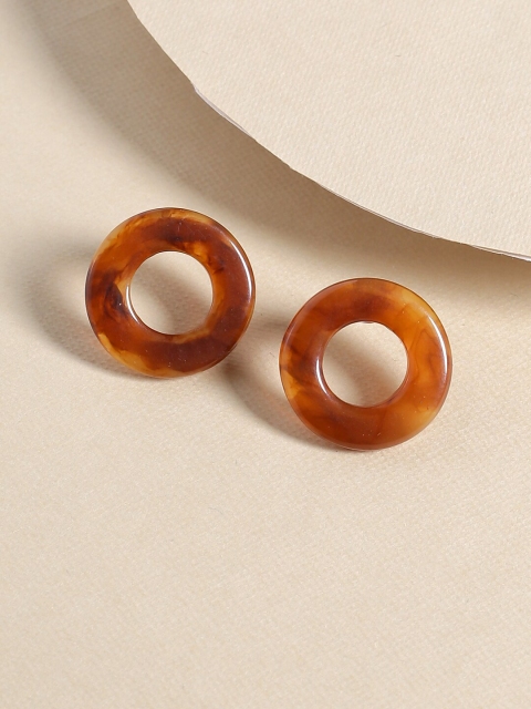 

Tistabene Brown & Silver-Plated Circular Studs