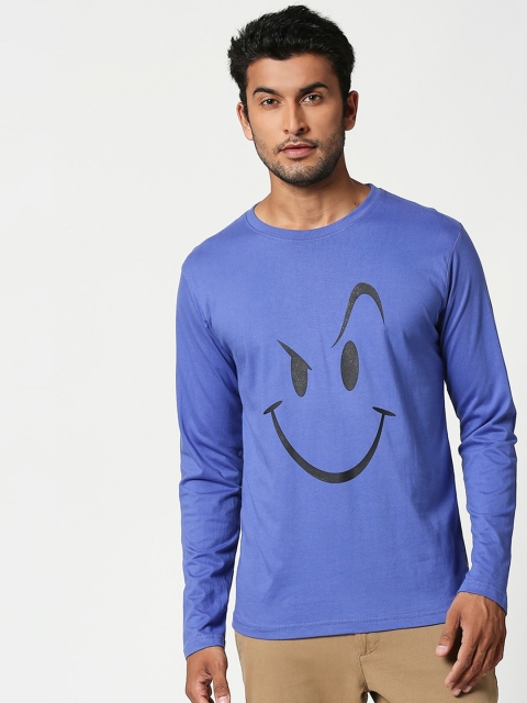 

Bewakoof Men Blue & Black Printed Round Neck T-shirt