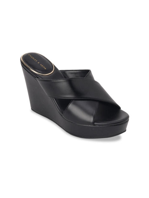 

CHARLES & KEITH Women Black Solid Wedges