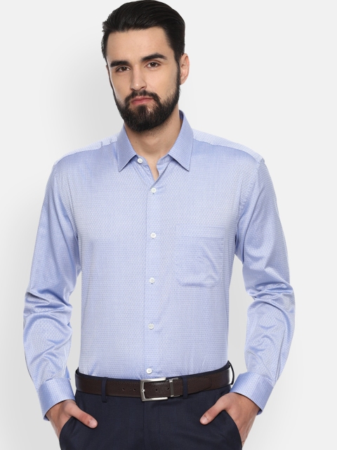 

Luxure by Louis Philippe Men Blue Regular Fit Self Design Formal Shirt