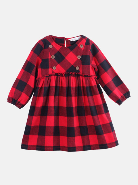 

Beebay Girls Red Checked A-Line Dress
