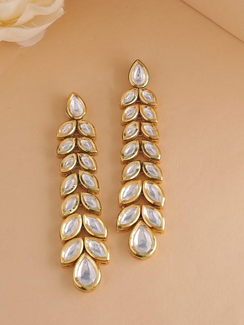 

Tistabene Gold-Plated Kundan Studded Classic Drop Earrings
