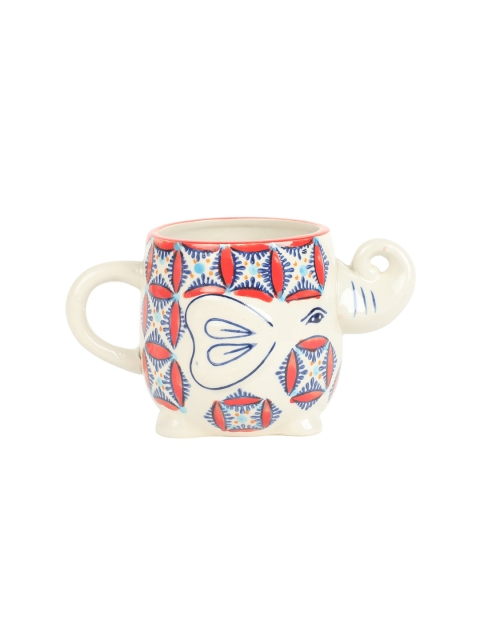 

Chumbak Off White & Red Blooming Elephant Printed Mug
