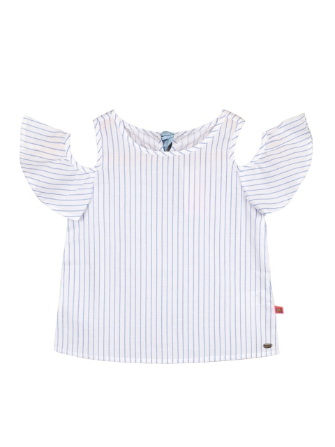 

Budding Bees Girls White & Blue Striped Top