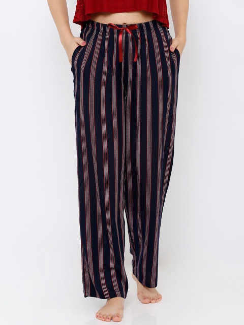 

Heart 2 Heart Women Navy Blue & Red Striped Bar Lounge Pants
