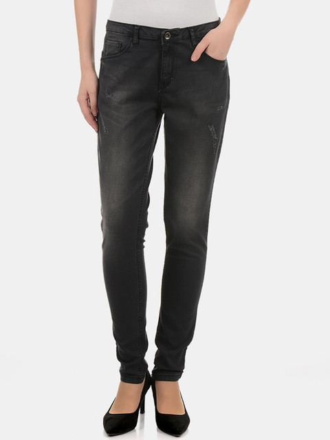 

Carrera Women Black Skinny Fit Mid-Rise Low Distress Jeans