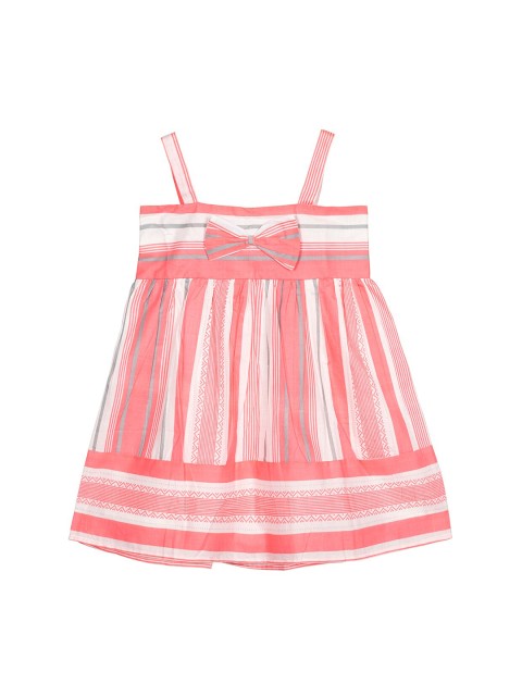 

Budding Bees Girls Pink & White Striped A-Line Dress
