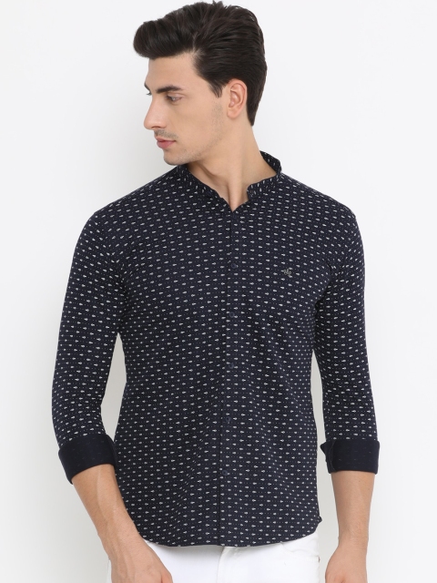 

SHOWOFF Men Navy Blue Slim Fit Printed Casual Shirt