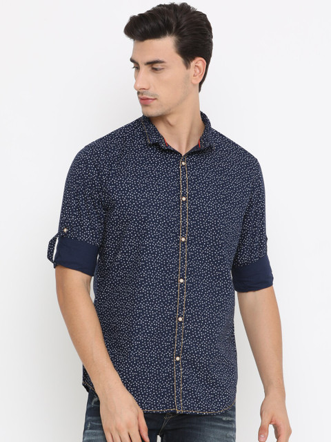 

SHOWOFF Men Blue & White Slim Fit Printed Casual Shirt
