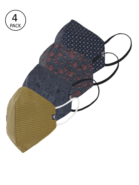 

Devis Unisex 4 Pcs Printed 2-Ply Anti-Pollution Reusable Cloth Masks, Blue