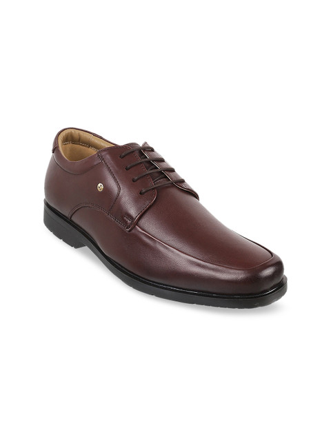 

Mochi Men Maroon Solid Leather Formal Derbys