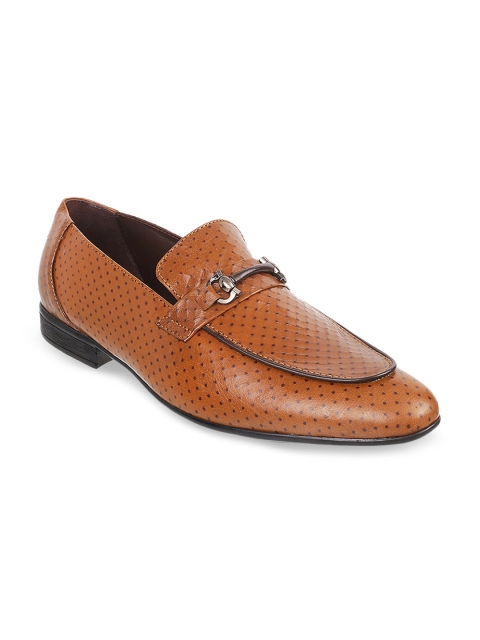

Mochi Men Tan Brown Textured Leather Loafers