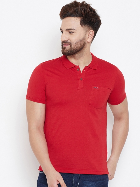

Adobe Men Red Solid Polo Collar T-shirt