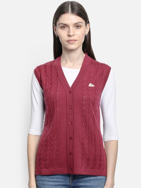 

Monte Carlo Women Maroon Solid Cardigan Sweater