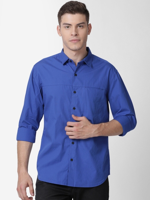

Mucho Solo Men Royal Blue Slim Fit Solid Casual Shirt