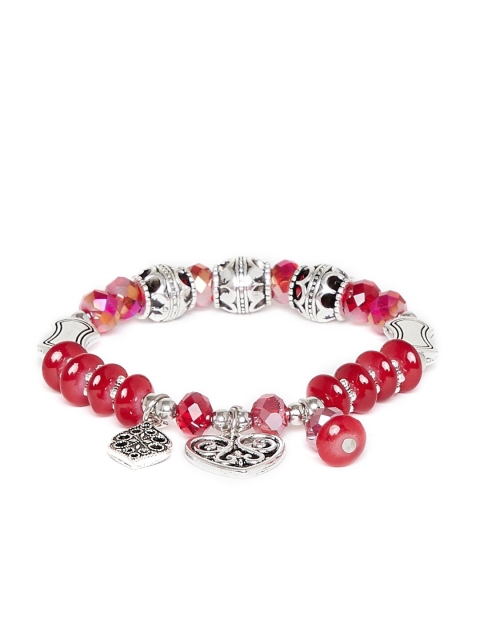 

ZeroKaata Red and Silver Heart Charm Bracelet