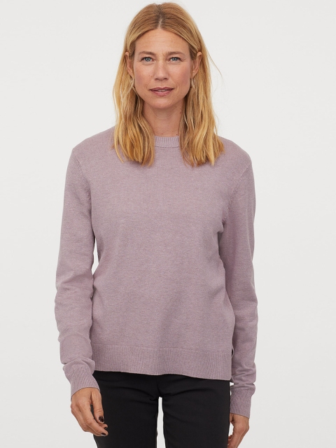 

H&M Women Lavender Solid Fine-Knit Jumper