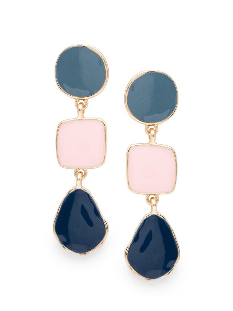 

Globus Gold-Toned & Grey Geometric Drop Earrings