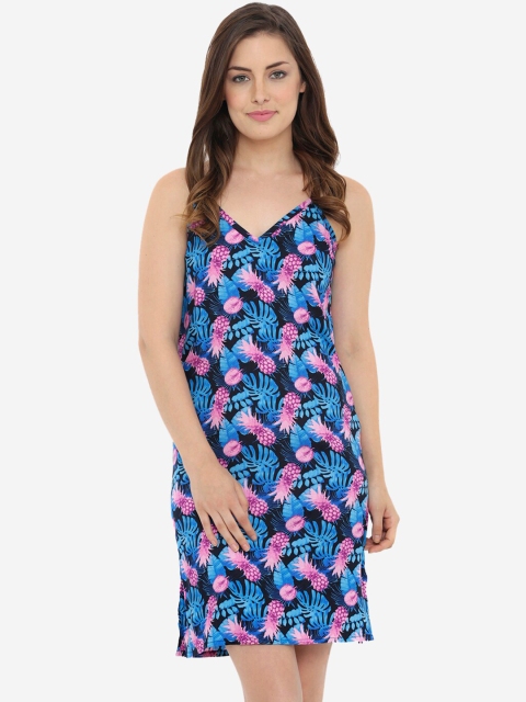 

Heart 2 Heart Blue & Pink Tropical Printed Nightdress