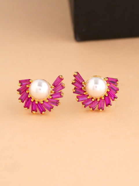 

Tistabene Gold-Plated & Pink Crescent Shaped Studs