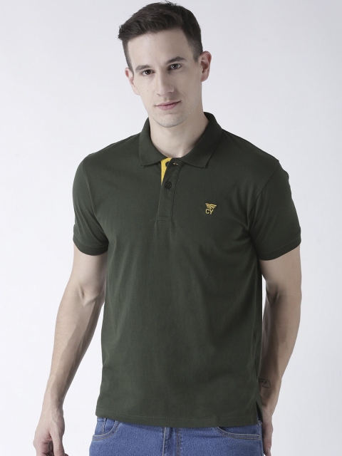 

Club York Men Olive Green Solid Polo Collar T-shirt