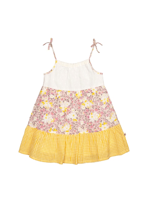 

Budding Bees Girls Off-White & Pink Floral Printed A-Line Dress