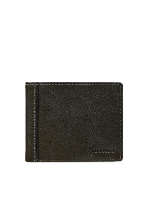 

MAI SOLI Men Charcoal Grey Solid Two Fold Leather Wallet