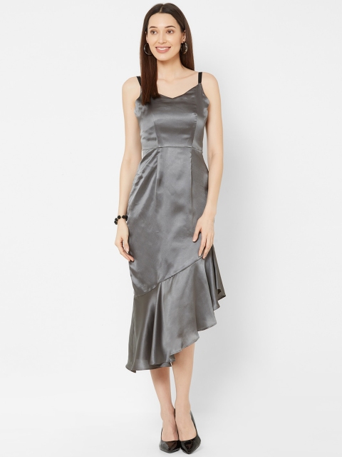 

MISH Women Silver-Colored Solid Fit and Flare Dress