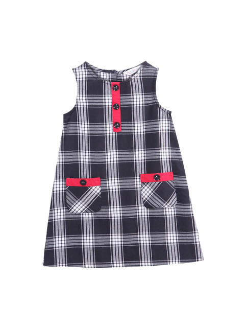 

Beebay Girls Black Checked A-Line Dress