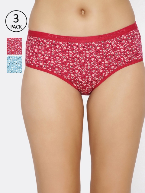 

Lady Lyka Women Pack Of 3 Printed Hipster Briefs LADY-TOUCH-6, Red